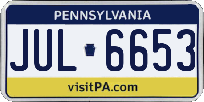PA license plate JUL6653