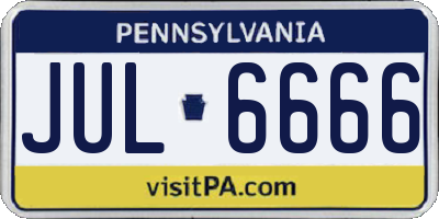 PA license plate JUL6666