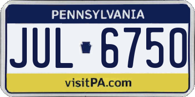PA license plate JUL6750