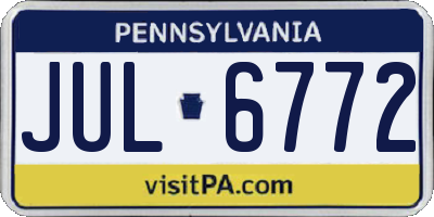 PA license plate JUL6772