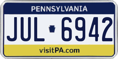 PA license plate JUL6942