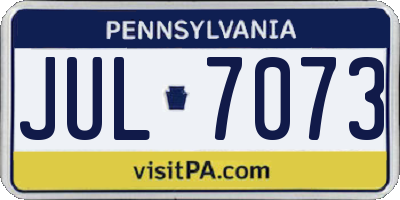 PA license plate JUL7073