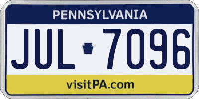 PA license plate JUL7096