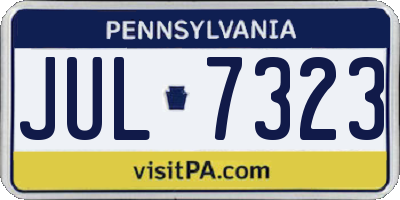 PA license plate JUL7323