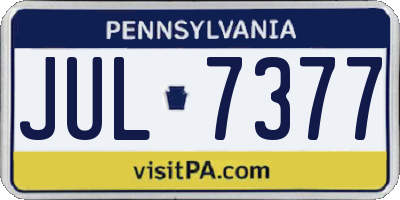 PA license plate JUL7377