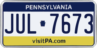 PA license plate JUL7673