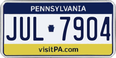 PA license plate JUL7904