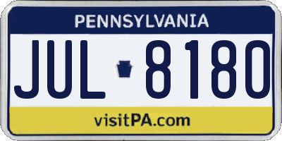 PA license plate JUL8180