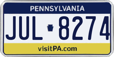 PA license plate JUL8274