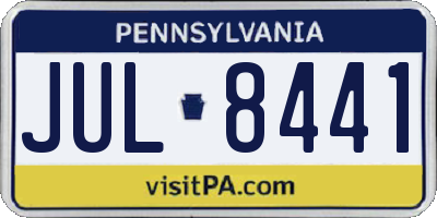 PA license plate JUL8441