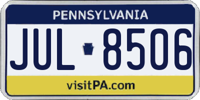 PA license plate JUL8506