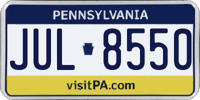 PA license plate JUL8550