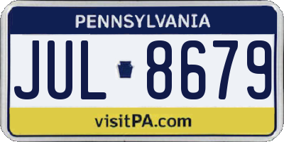 PA license plate JUL8679