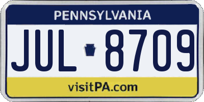 PA license plate JUL8709