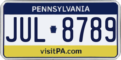 PA license plate JUL8789