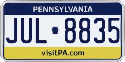 PA license plate JUL8835