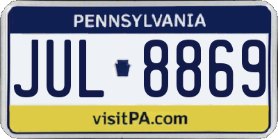 PA license plate JUL8869