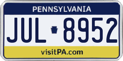 PA license plate JUL8952