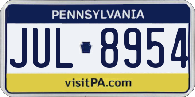 PA license plate JUL8954