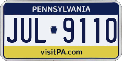PA license plate JUL9110