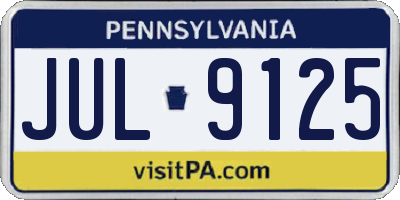 PA license plate JUL9125