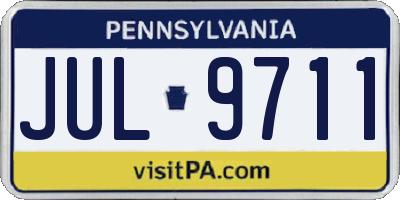 PA license plate JUL9711