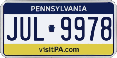 PA license plate JUL9978