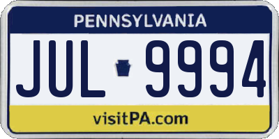 PA license plate JUL9994