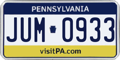 PA license plate JUM0933