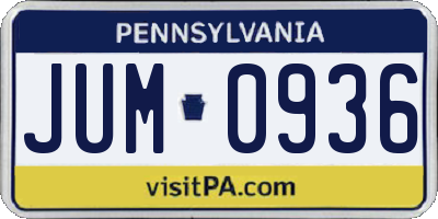 PA license plate JUM0936