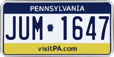 PA license plate JUM1647