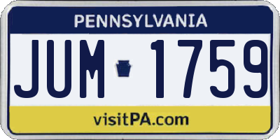 PA license plate JUM1759