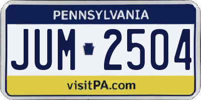 PA license plate JUM2504