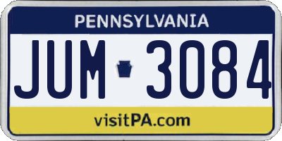 PA license plate JUM3084