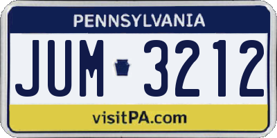 PA license plate JUM3212