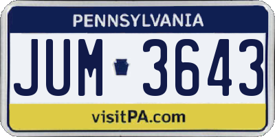 PA license plate JUM3643