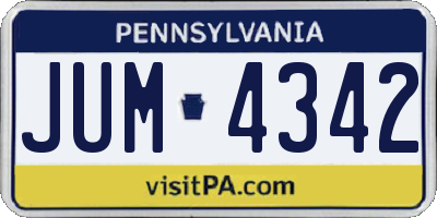 PA license plate JUM4342