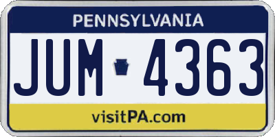 PA license plate JUM4363