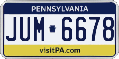 PA license plate JUM6678