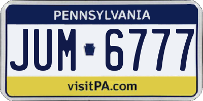 PA license plate JUM6777