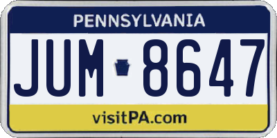 PA license plate JUM8647