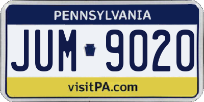 PA license plate JUM9020