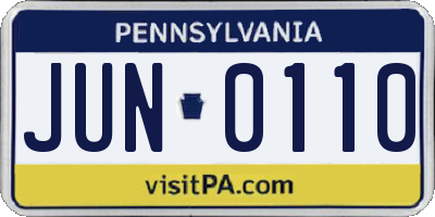 PA license plate JUN0110