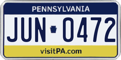 PA license plate JUN0472