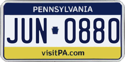 PA license plate JUN0880