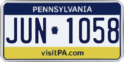 PA license plate JUN1058