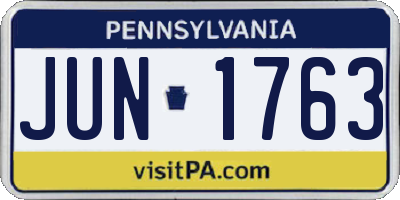 PA license plate JUN1763
