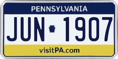 PA license plate JUN1907
