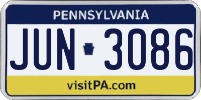 PA license plate JUN3086