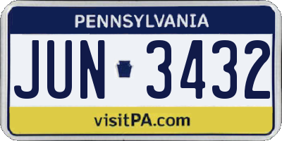 PA license plate JUN3432